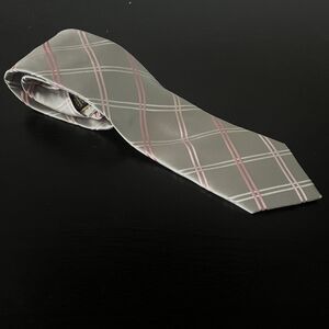 Donald Trump Signature Collection Silk Tie Plaid Grey Pink Gold Bar